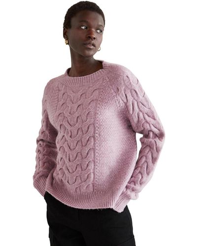Crescent Joie Cable Knit Sweater - Purple