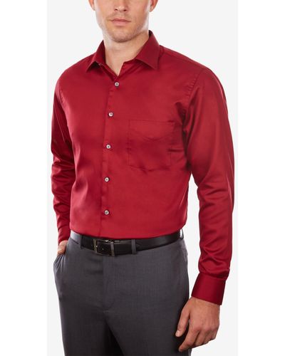 Van Heusen Classic/regular Fit Stretch Wrinkle Free Sateen Dress Shirt - Red