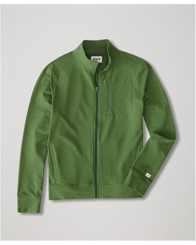 Pact Organic Cotton Stretch French Terry Track Jacket - Green