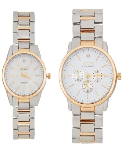 Jones New York Men And Analog Shiny Two-tone Metal Bracelet His Hers Watch 42mm - Natural