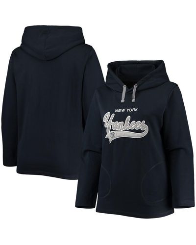 Soft As A Grape New York Yankees Plus Size Side Split Pullover Hoodie - Blue
