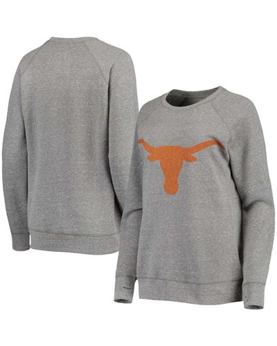 Pressbox Texas Longhorns Big Logo Knobi Fleece Raglan Pullover Sweatshirt - Gray