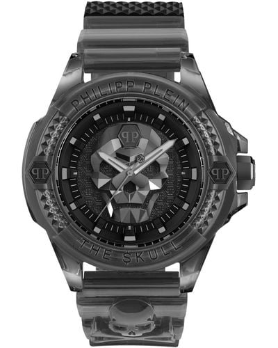 Philipp Plein The $kull Gray Transparent Silicone Strap Watch 45mm - Black