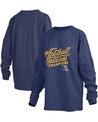 Pressbox Michigan Wolverines College Football Playoff 2023 National Champions The Big Shirt Oversized Long Sleeve T-shirt - Blue