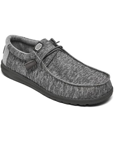 Hey Dude Wally Sport Knit Casual Moccasin Sneakers From Finish Line - Black