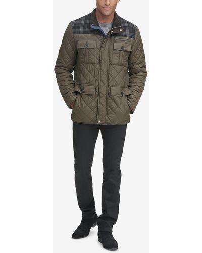 Cole Haan Mixed Media Quilted Jacket - Green