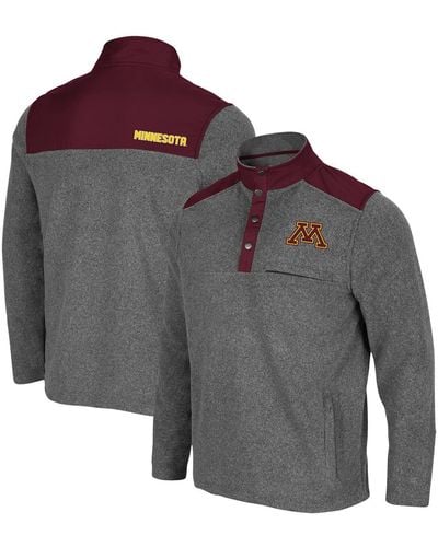 Colosseum Athletics Heathered Charcoal And Maroon Minnesota Golden Gophers Huff Snap Pullover - Gray