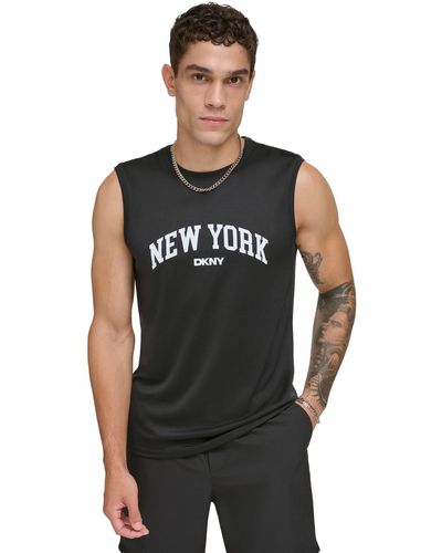 DKNY New York Arch Logo Sleeveless Rash Guard Tank - Black
