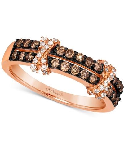 Le Vian ® Chocolate Diamond & Nude Diamond Double Crisscross Ring (1/2 Ct. T.w.) In 14k Gold - Brown
