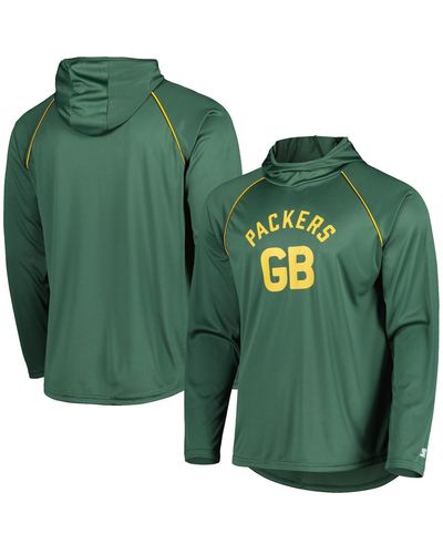 Starter Bay Packers Vintage-like Logo Raglan Hoodie T-shirt - Green