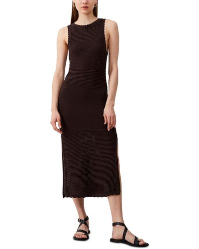 French Connection Cotton Crochet Sleeveless Midi Dress - Black