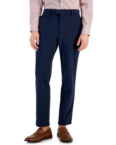 Alfani Classic-fit Solid Stretch Suit Pants - Blue