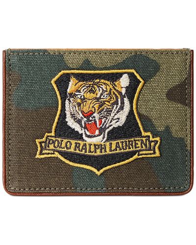 Polo Ralph Lauren Tiger-patch Canvas Card Case - Metallic