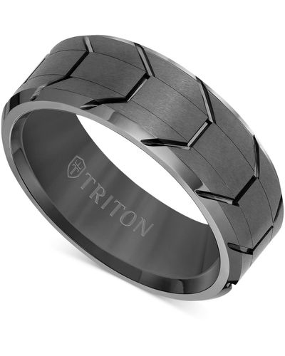 Triton Beveled Edge Tread Wedding Band - Gray