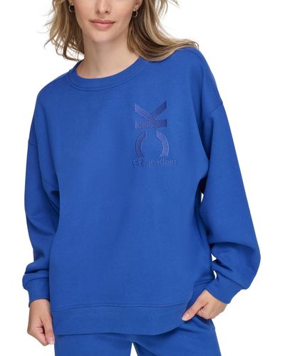 Calvin Klein Performance Oversized Logo Crewneck Sweatshirt - Blue