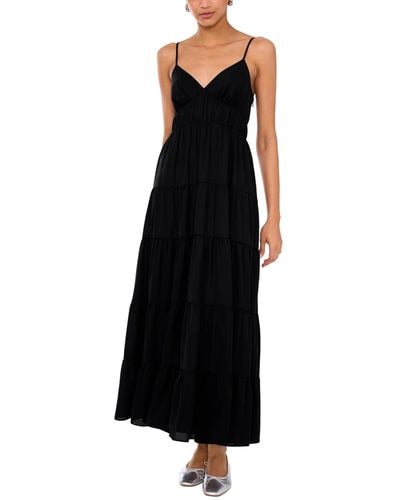 1.STATE V-neck Sleeveless Tiered Maxi Dress - Black