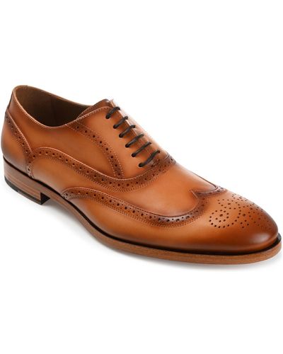 Taft Beck Handcrafted Brogue Wingtip Leather Dress Shoes - Brown