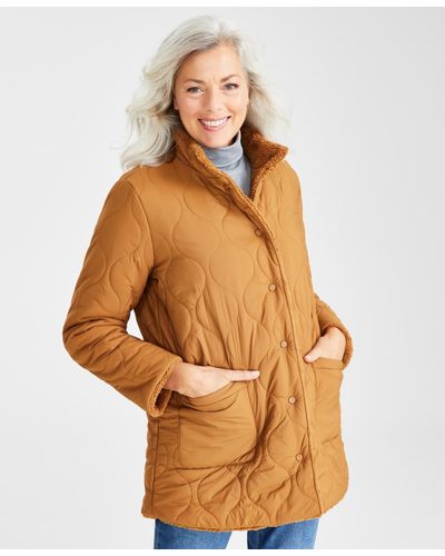 Style & Co. Reversible Long-sleeves Sherpa Jacket - Natural