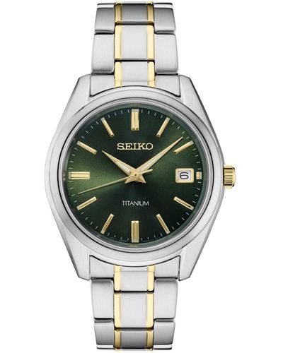 Seiko Essential Two-tone Titanium Bracelet Watch 40mm - Green