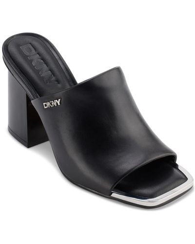 DKNY Silas Square-toe Slip-on Dress Sandals - Black