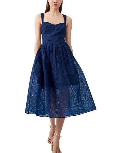 French Connection Embroidered Lace Sleeveless Dress - Blue