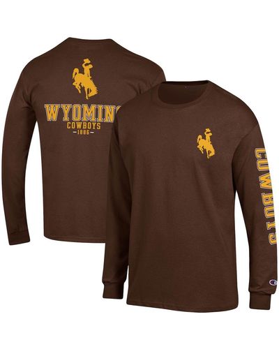 Champion Wyoming Cowboys Team Stack Long Sleeve T-shirt - Brown
