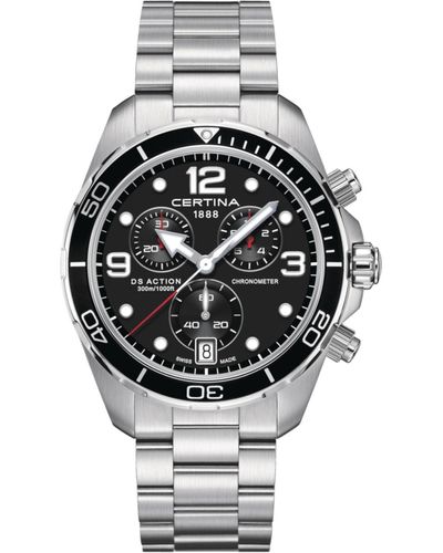 Certina Swiss Chronograph Ds Action Stainless Steel Bracelet Watch 43mm - Gray