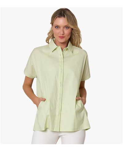 Stella Carakasi Short Sleeve Button Front Cotton Poplin Fresh Start Shirt - Multicolor