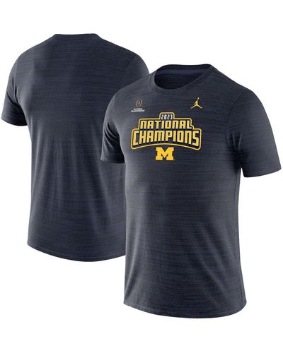 Nike Brand Michigan Wolverines College Football Playoff 2023 National Champions Velocity Legend Performance T-shirt - Blue