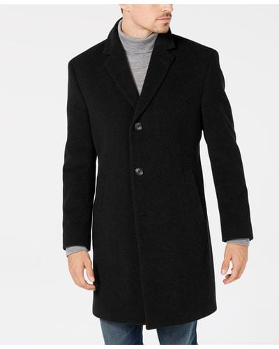 Nautica Barge Classic Fit Wool/cashmere Blend Solid Overcoat - Black