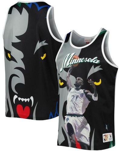 Mitchell & Ness Kevin Garnett Black And Gray Minnesota Timberwolves Sublimated Player Tank Top