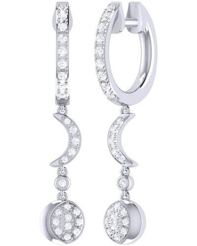LuvMyJewelry Moonlit Phases Design Sterling Diamond Hoop Earring - White