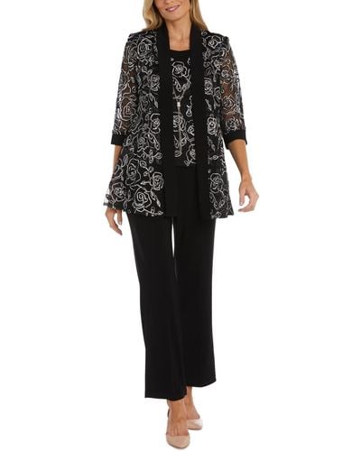 R & M Richards Layered-look Top & Straight-fit Pants - Black