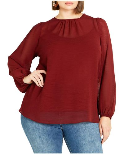 City Chic Plus Size Freya Shirt - Red