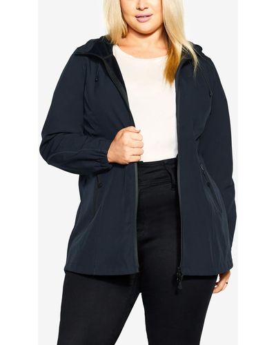 Avenue Plus Size Weather Resistant Outdoor Jacket - Blue