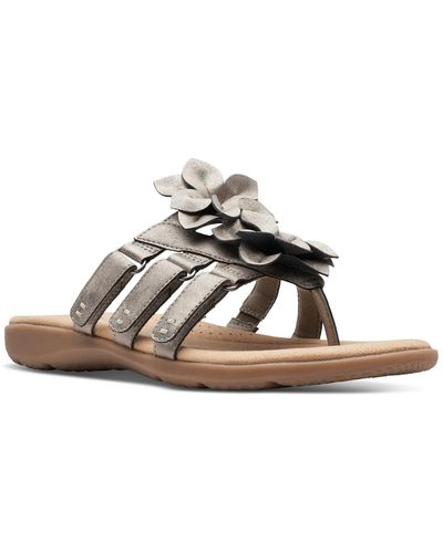 Clarks Elizabelle Mae Slip On Embellished Strappy Sandals - Metallic