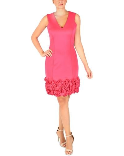 Donna Ricco Ruffle-hem Sheath Dress - Pink