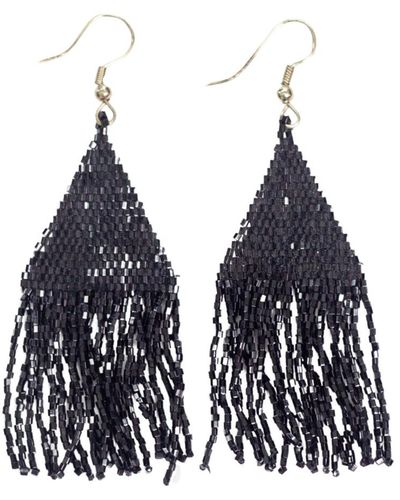 INK+ALLOY Ink+alloy Lexie Luxe Beaded Fringe Earrings - Black