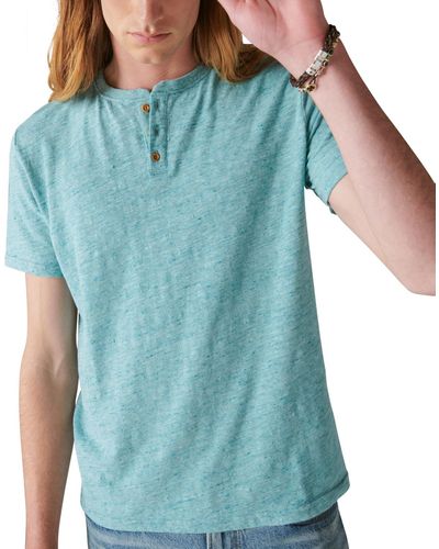 Lucky Brand Linen Short Sleeves Henley T-shirt - Blue
