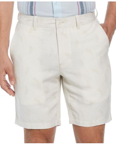 Cubavera Flat-front 9" Linen Blend Shorts - White