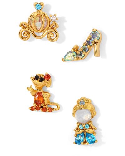 Girls Crew Crystal Multi-color Disney Princess Cinderella Stud Earring Set - Metallic