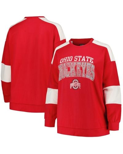 Profile Ohio State Buckeyes Plus Size Striped Pullover Sweatshirt - Red
