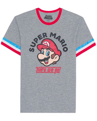 Hybrid Super Mario Short Sleeve Ringer T-shirt - Gray