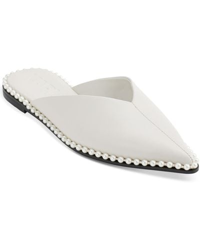 Karl Lagerfeld Vyra Studded Mule Flats - White