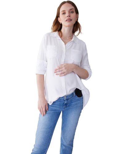Ingrid & Isabel Maternity Classic Button Down Shirt - Blue