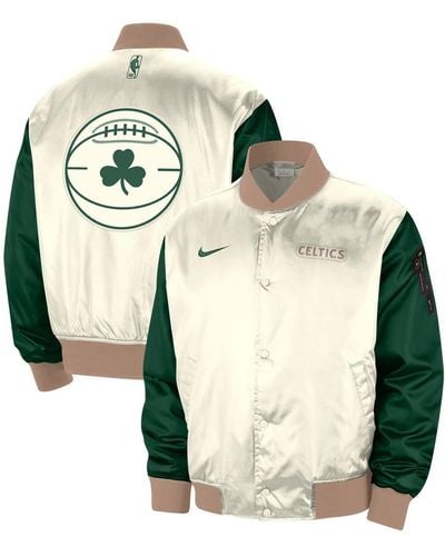 Nike Boston Celtics 2023/24 City Edition Courtside Premier Full-snap Bomber Jacket - Natural