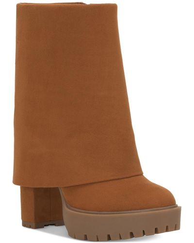 INC International Concepts Acelina Fold-over Cuffed Dress Booties - Brown