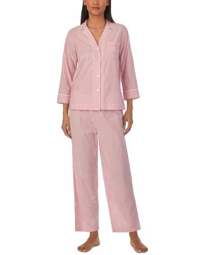 Lauren by Ralph Lauren 2-pc. 3/4-sleeve Printed Pajamas Set - Pink