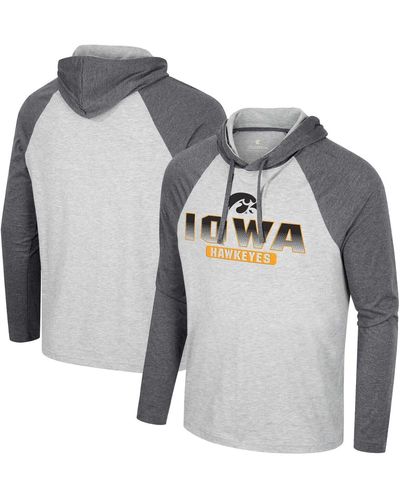 Colosseum Athletics Heather Gray Iowa Hawkeyes Hasta La Vista Raglan Hoodie Long Sleeve T-shirt