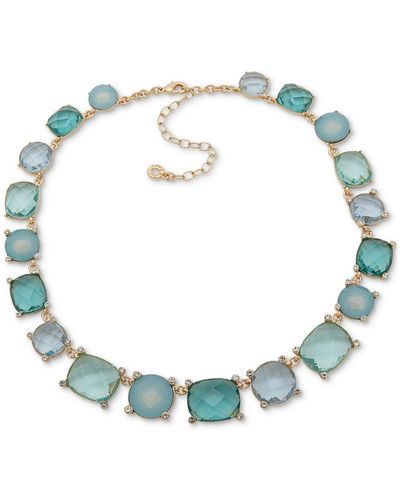 Anne Klein Gold-tone Pave & Tonal Stone All-around Collar Necklace - Blue